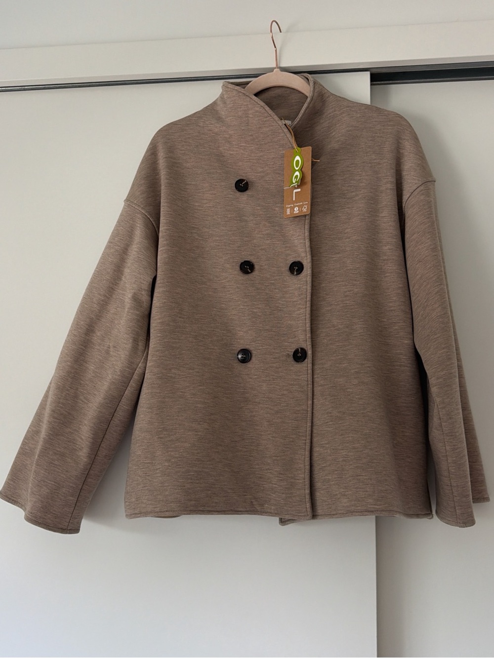 OGL Women's Taupe-Like Double-Breasted Pea Coat size M
